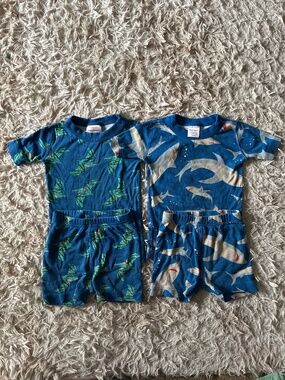 2 Pairs Play Hanna Andersson Pajamas Short Johns Sharks Size 4